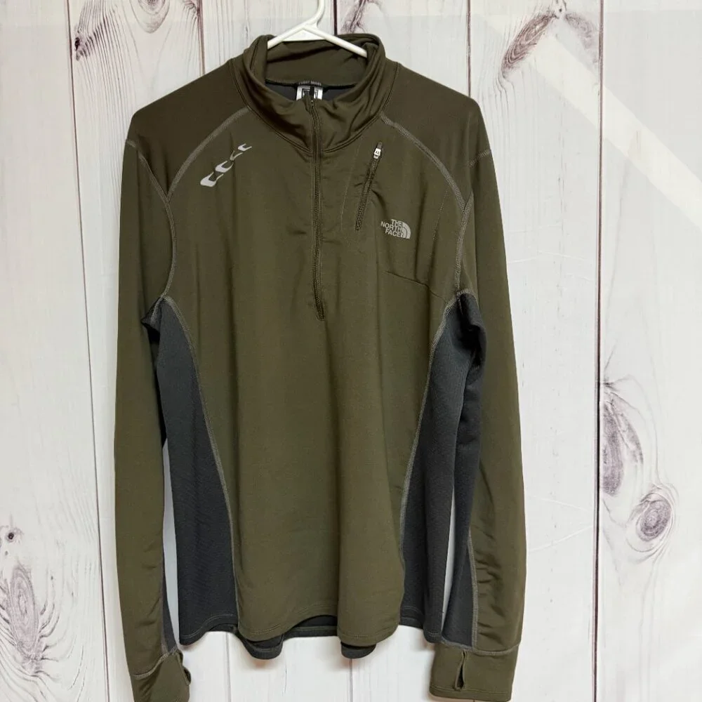 The North Face Flight Series 1/4 Zip Men’s‎ Large Olive Green Gray EUC